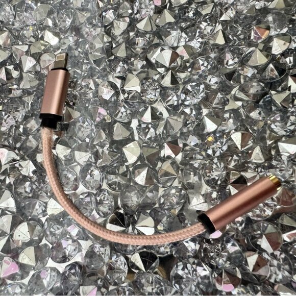 iPhone cord with audio jack adapter rose gold pink cable mini braided cords - Picture 2 of 4